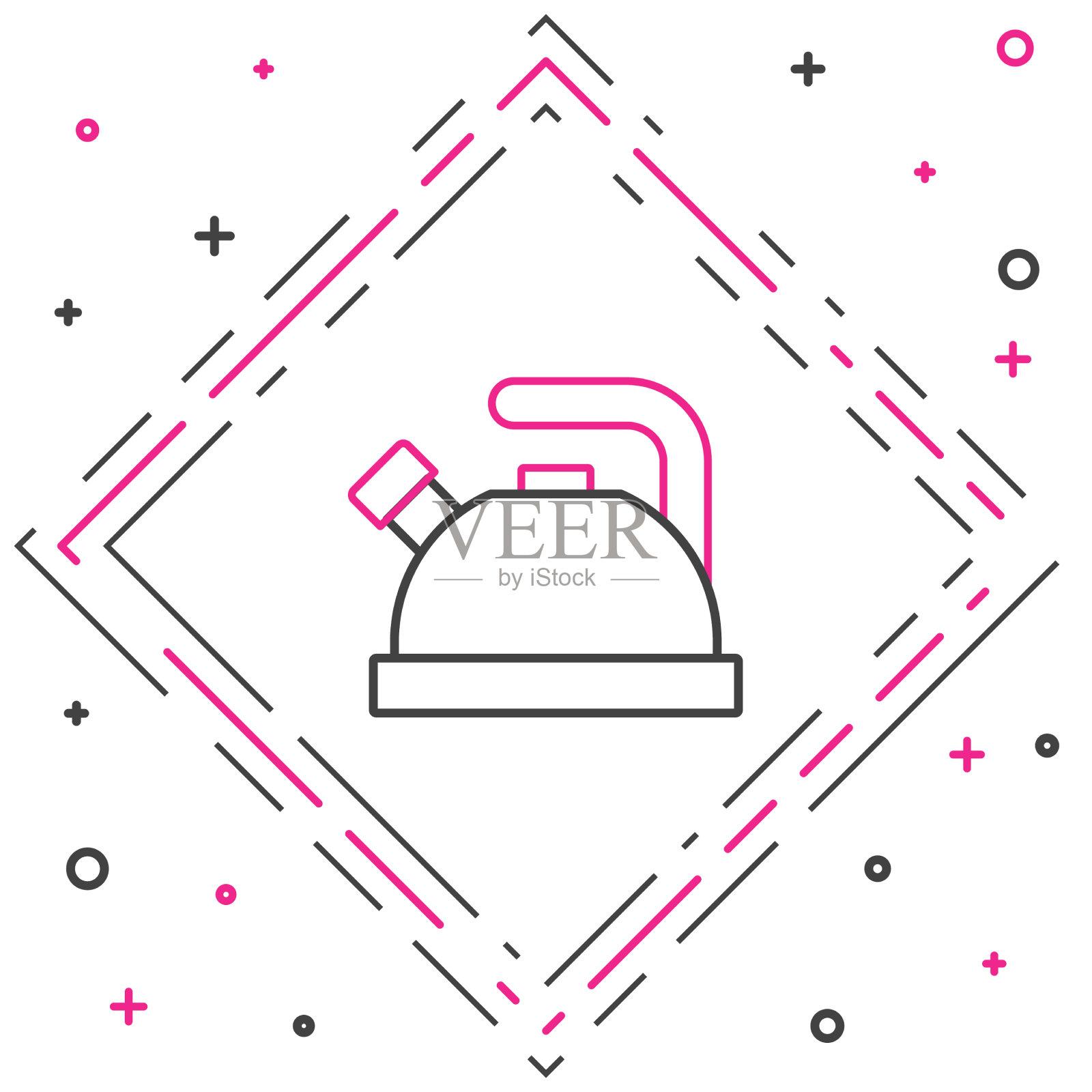 线水壶与处理图标隔离在白色图标素材