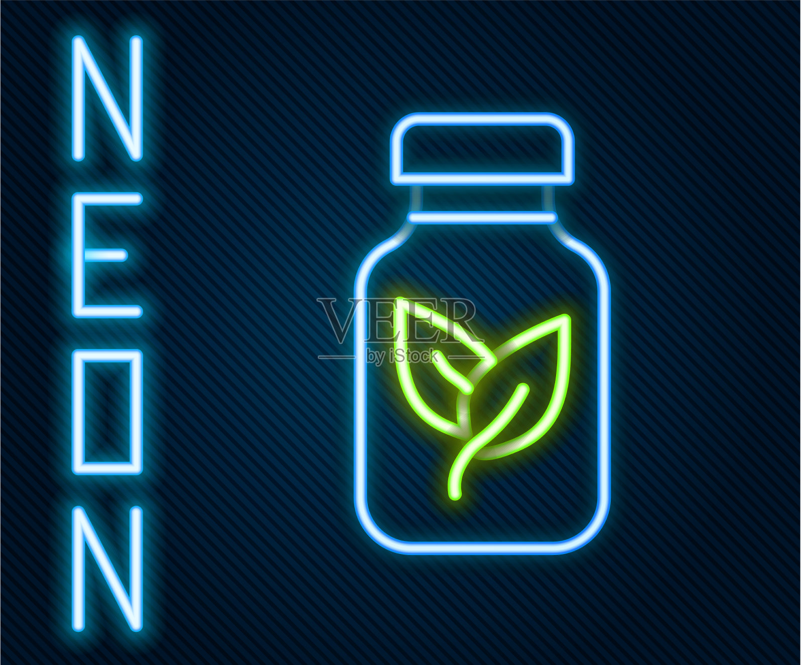 发光的霓虹灯线肥料瓶图标孤立插画图片素材