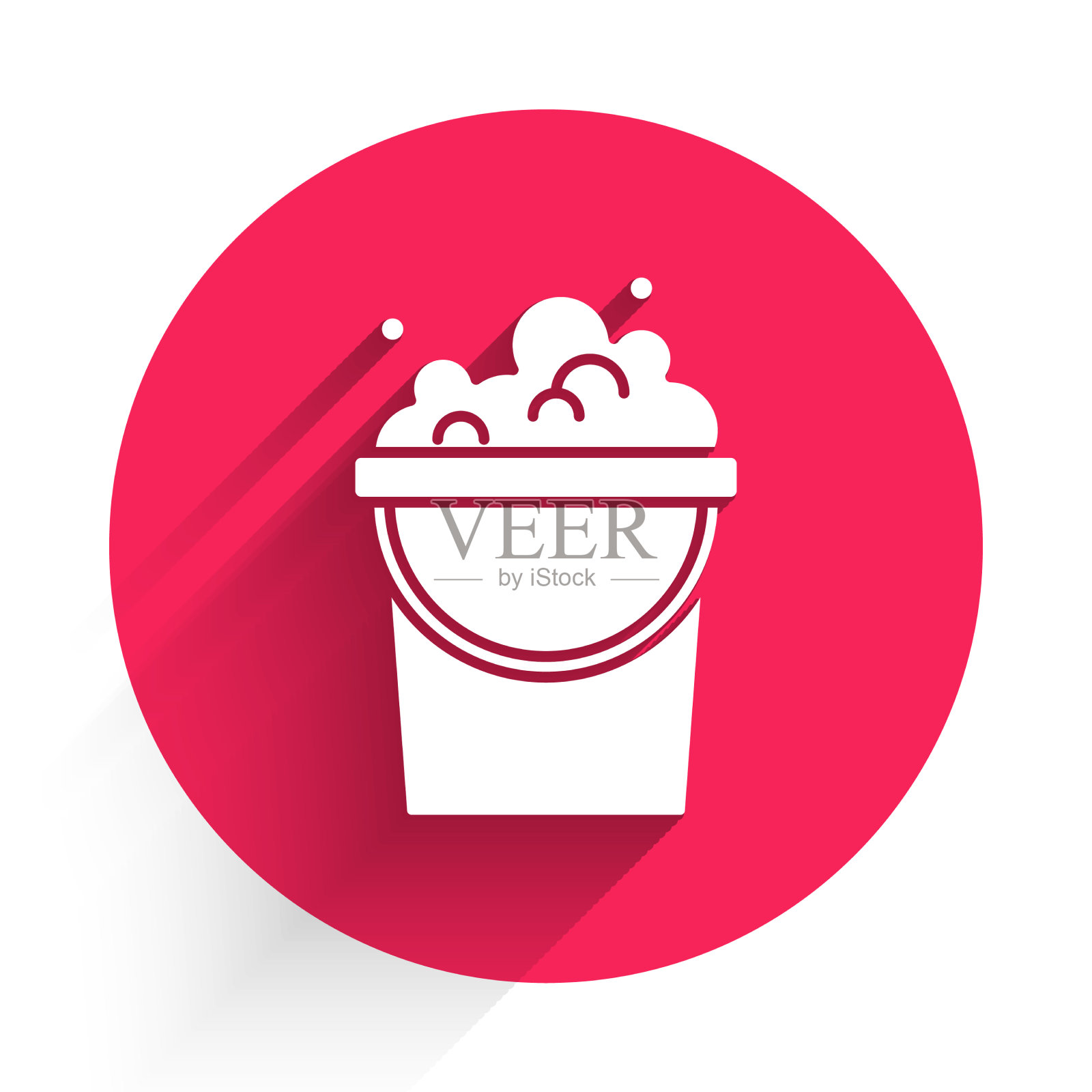 白色桶与肥皂泡沫图标隔离插画图片素材