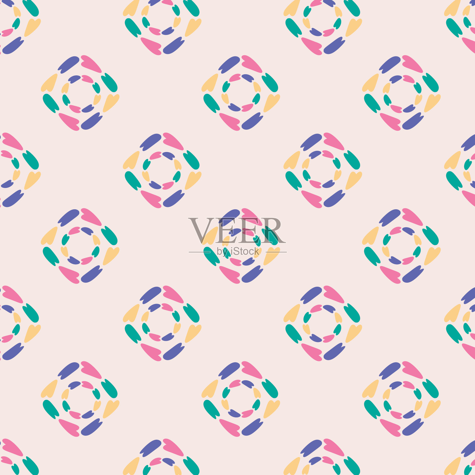 心脏无缝图案背景插画图片素材