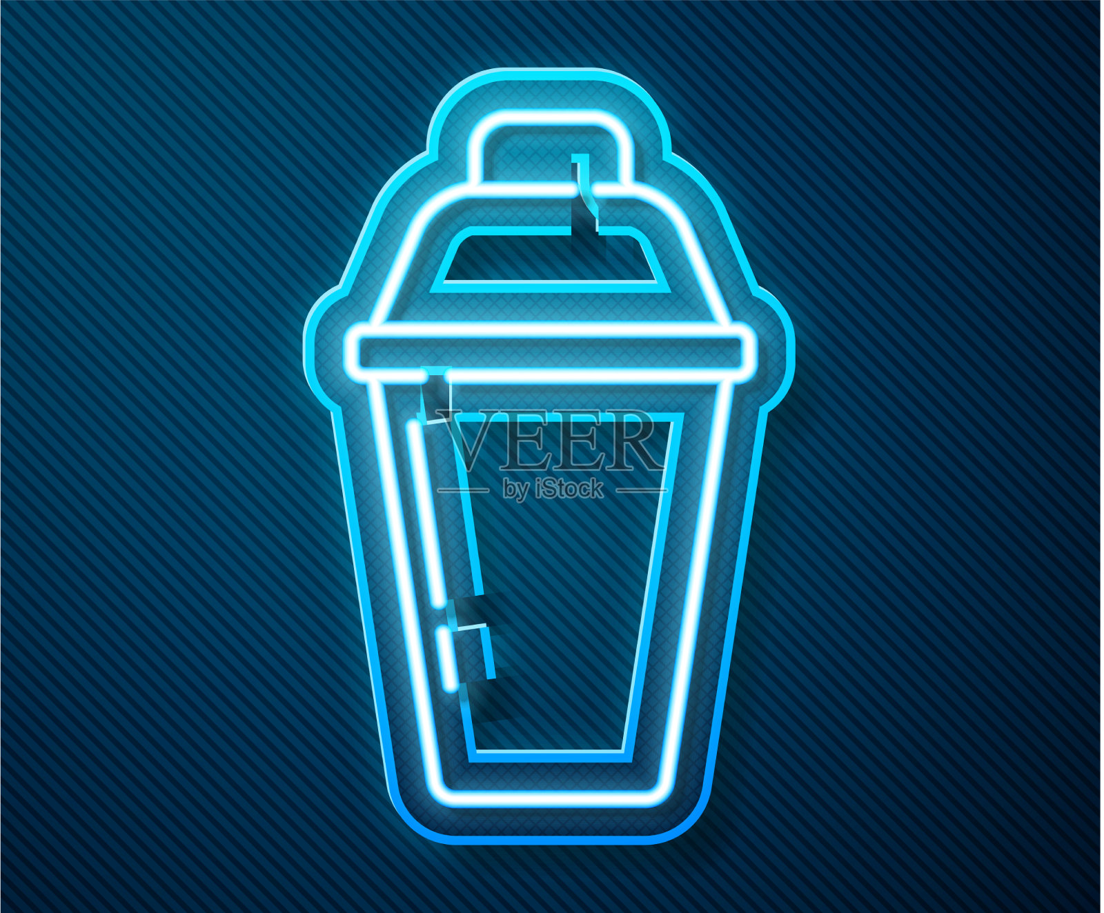 发光的霓虹灯线鸡尾酒调酒器图标孤立上插画图片素材