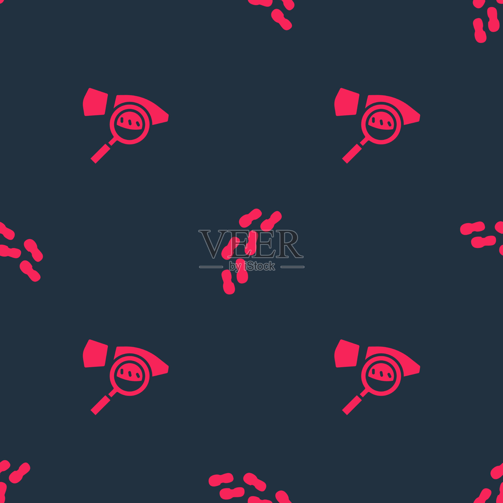 设置放大镜与脚印和人图标素材