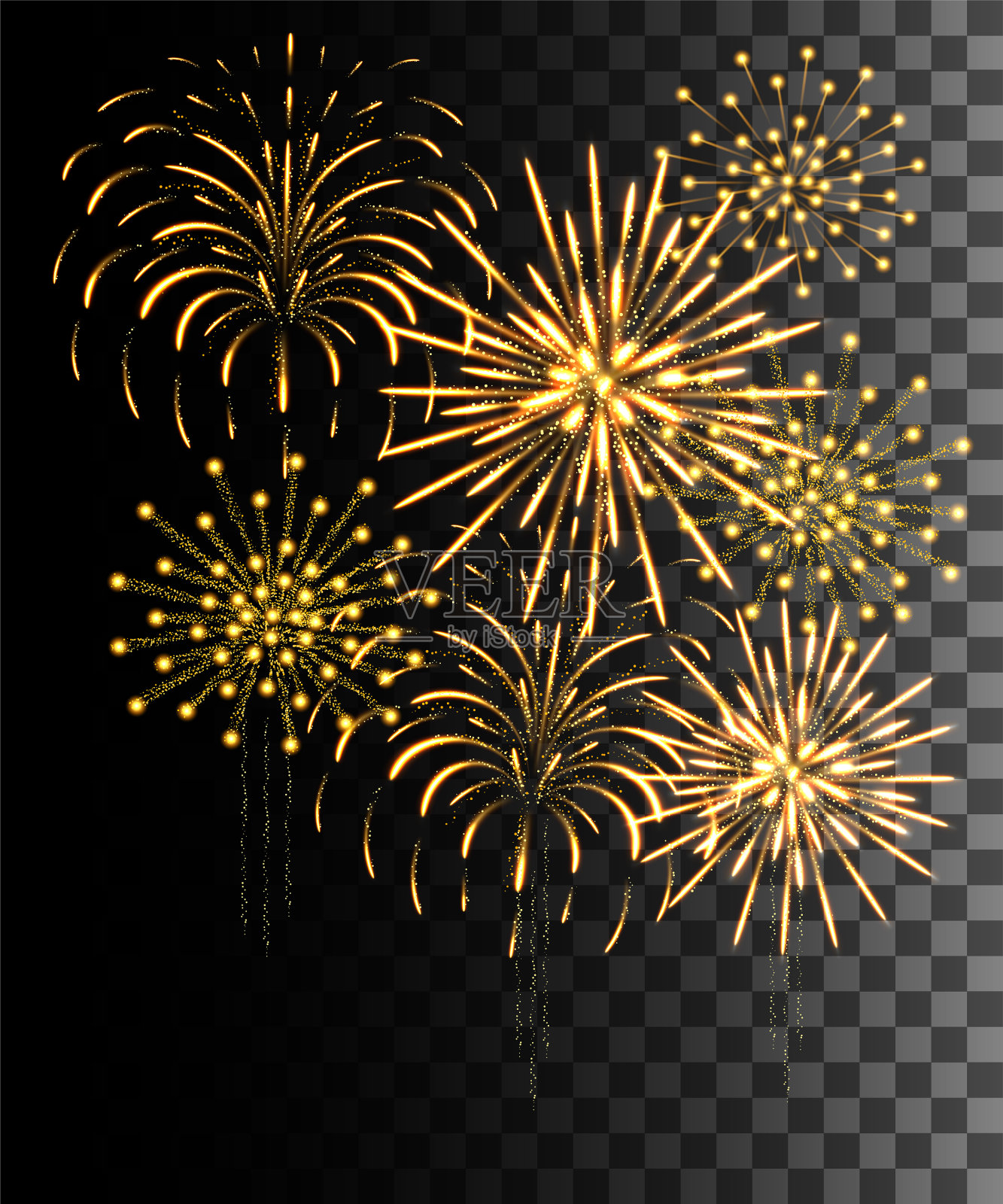 发光收集金色烟花灯光效果插画图片素材
