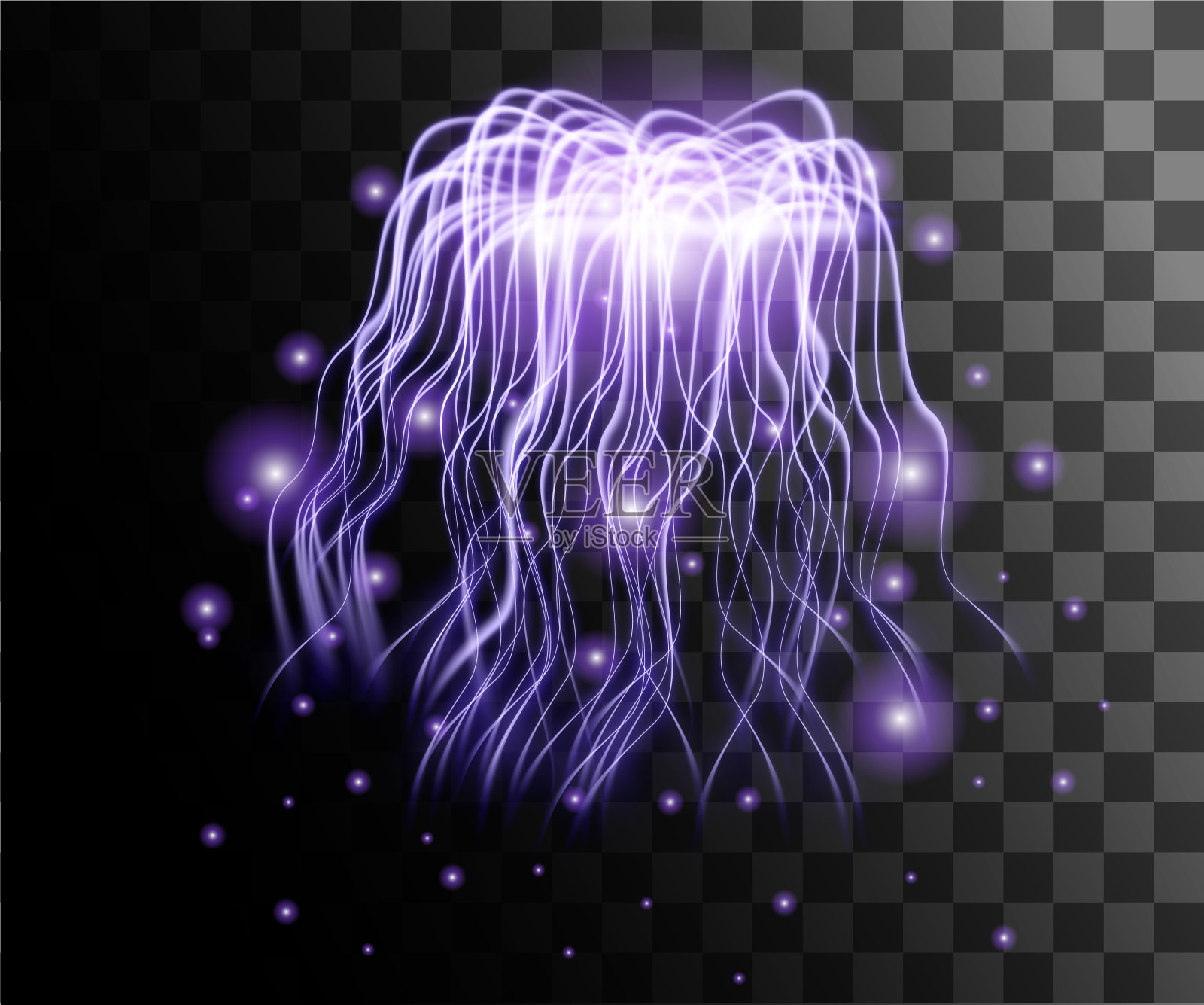 透明的紫色海蜇上透明的插画图片素材