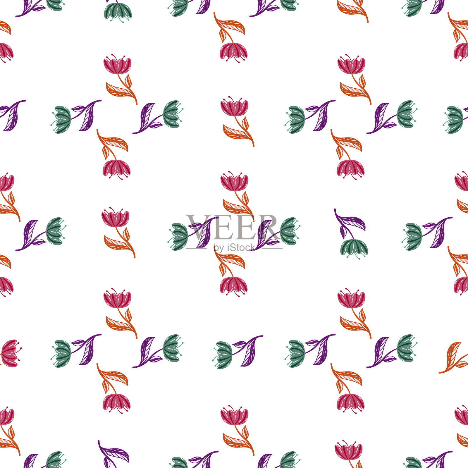 手绘无缝图案与几何风格插画图片素材