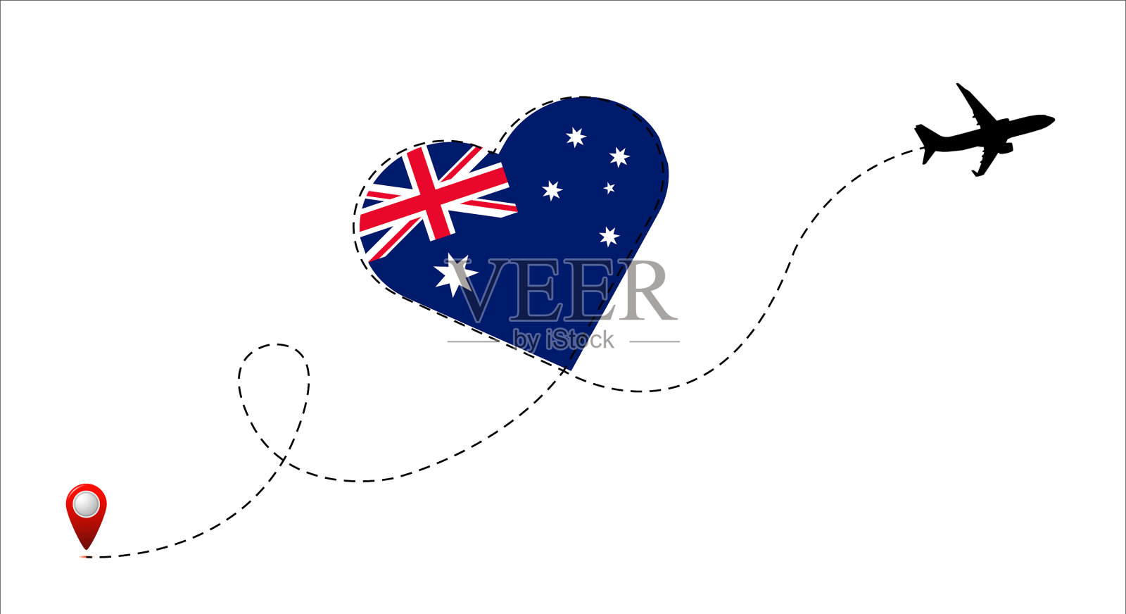 澳大利亚国旗在心插画图片素材