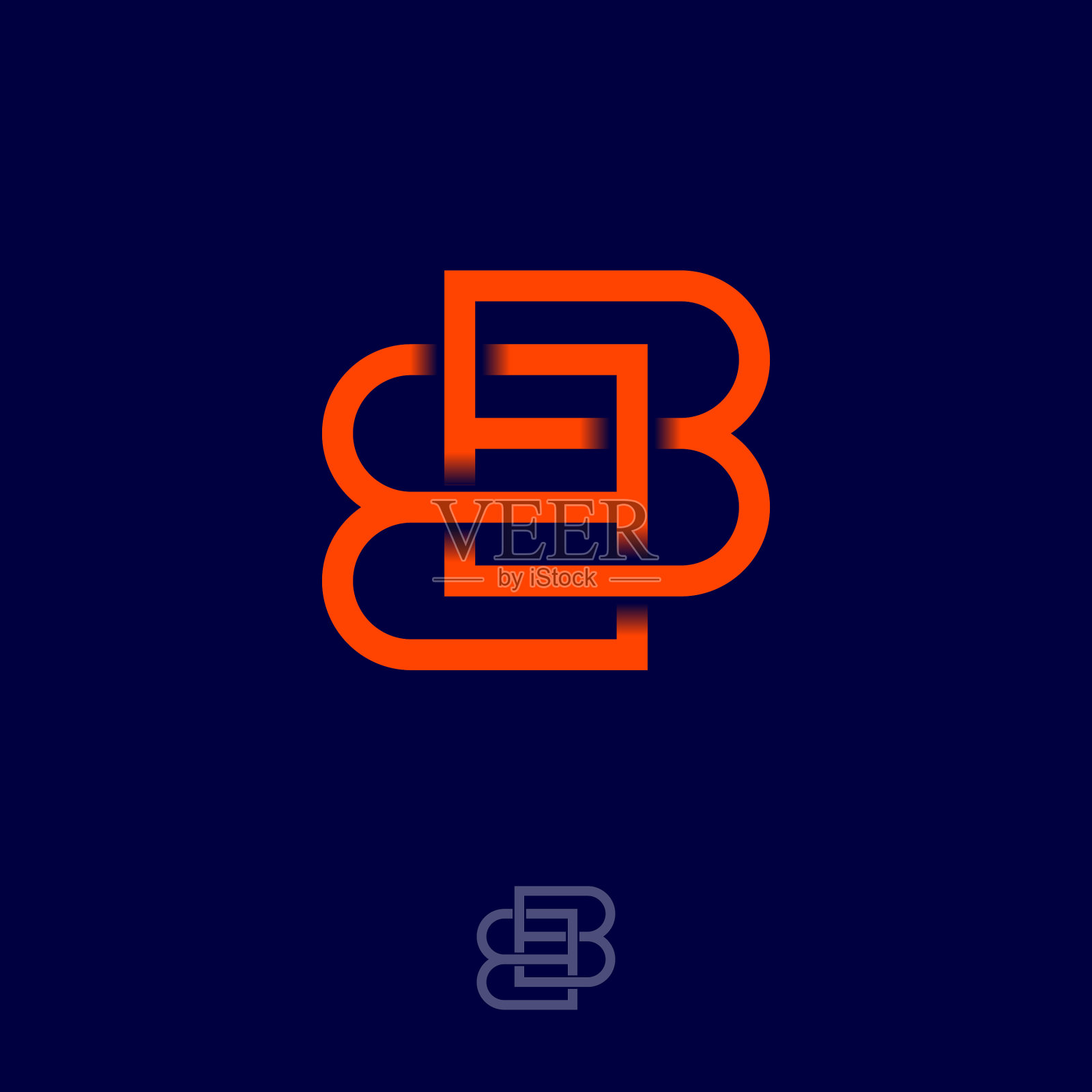 橙色的b和b字母交叉插画图片素材