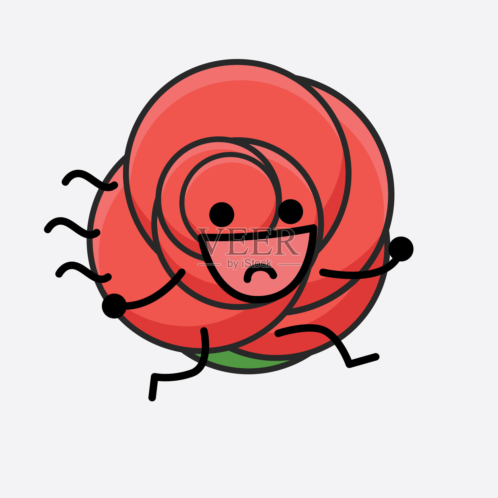 花的性格与可爱的脸简单的手和插画图片素材