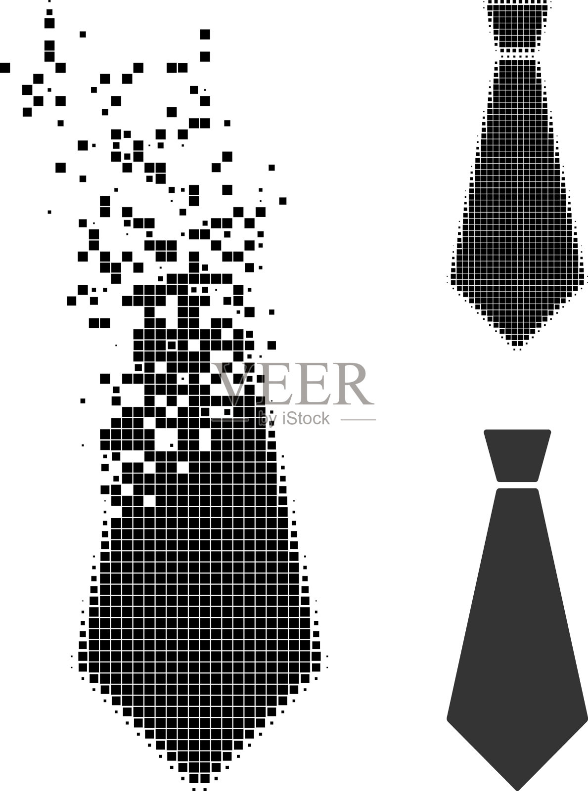 移动像素化男性领带符号与半色调插画图片素材