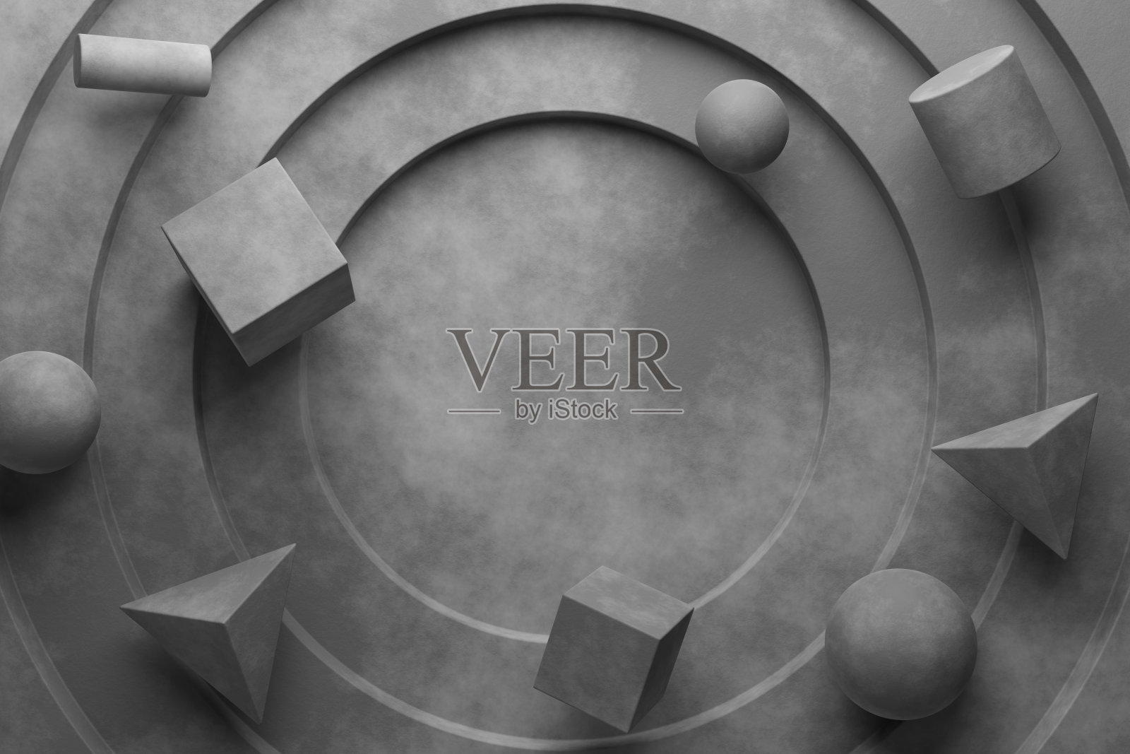 抽象的背景几何形状与水泥纹理。3 d渲染。照片摄影图片