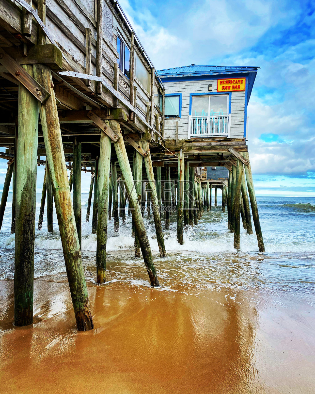 老果园海滩码头，美国缅因州照片摄影图片