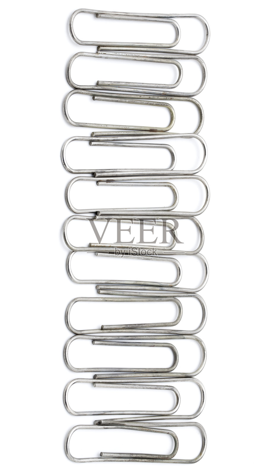 银色回形针孤立在白色背景照片摄影图片