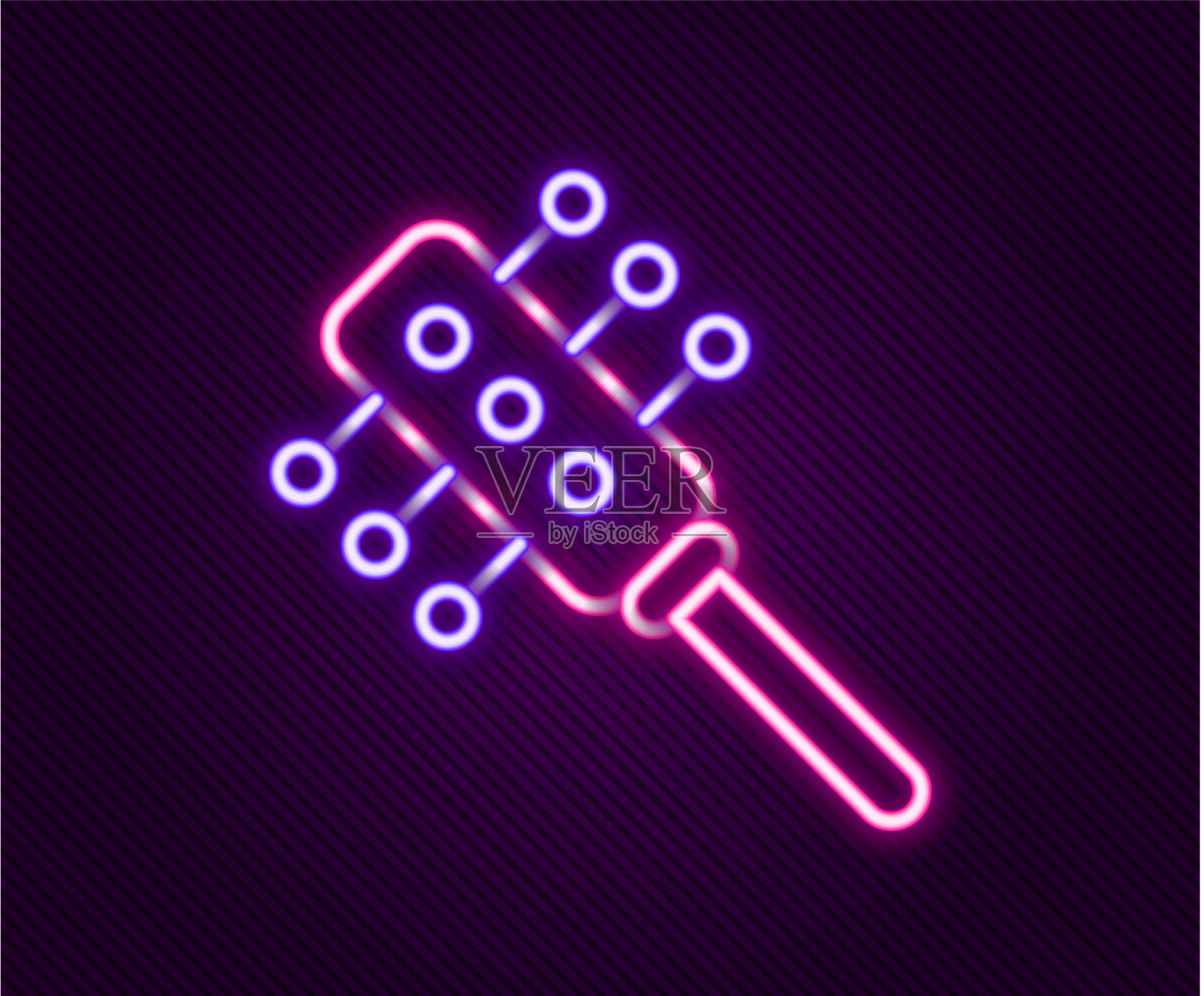 发光的霓虹灯线发刷图标孤立在黑色插画图片素材