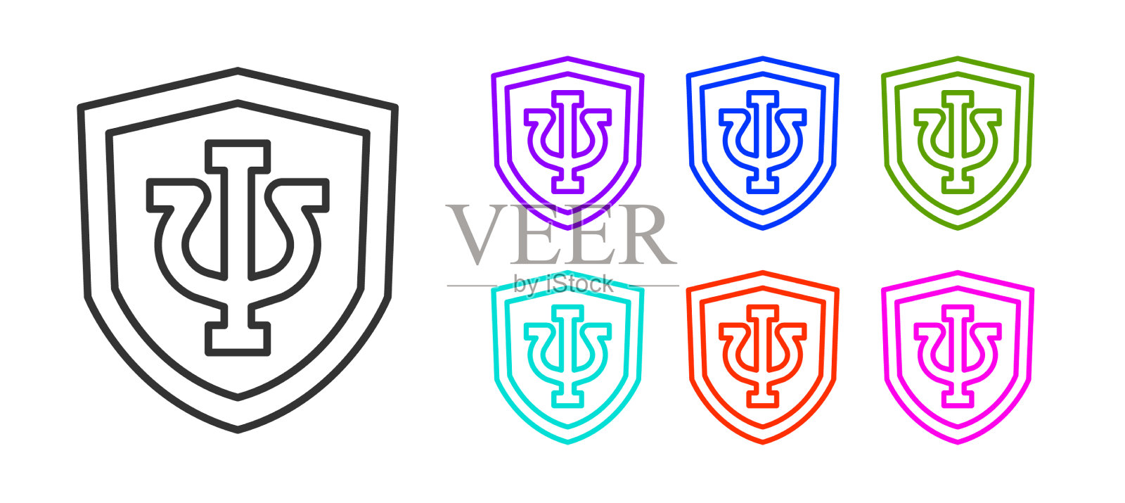 黑线心理学图标孤立在白色上插画图片素材