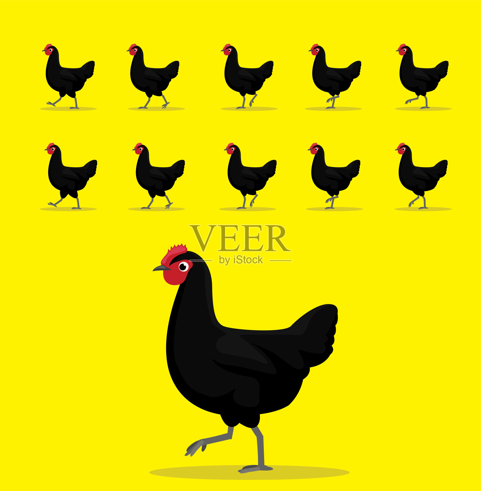 动物动画序列泽西巨型母鸡卡通向量插画图片素材