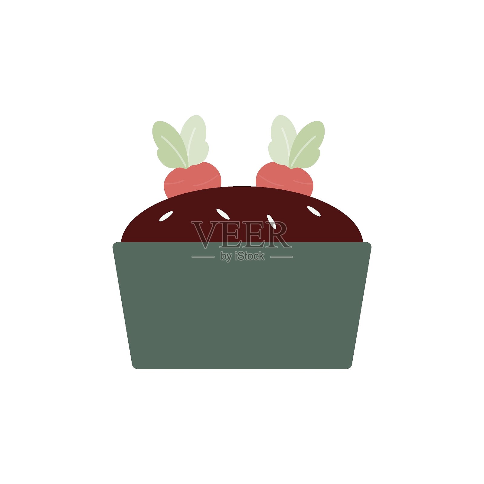 萝卜以花盆扁平矢量种植插画图片素材