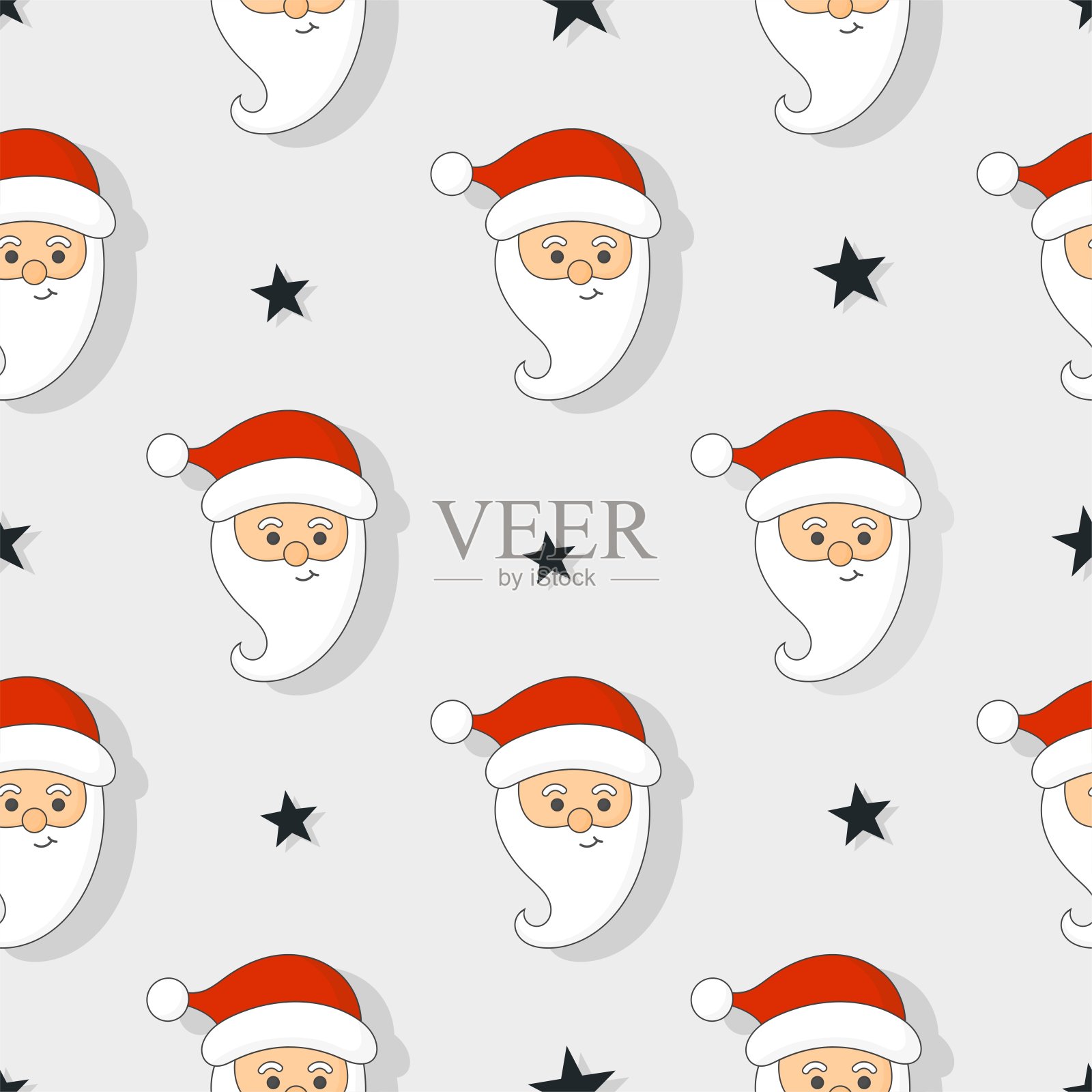 圣诞无缝模式与圣诞老人孤立在白色背景。矢量插图。插画图片素材