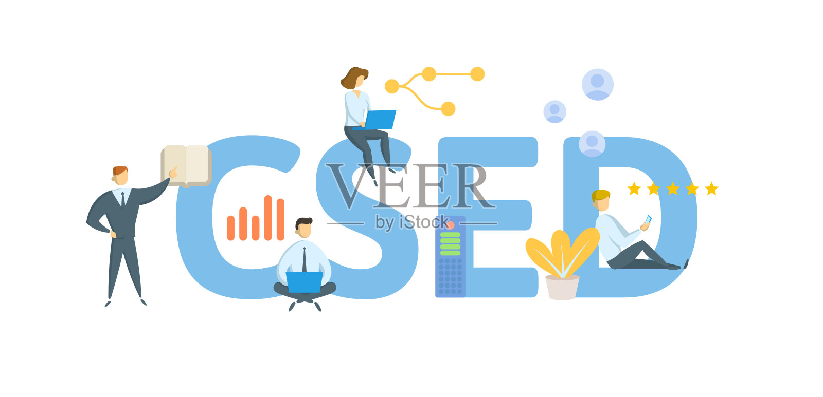 cs。收集法令到期日期。概念与关键字，人和图标。平面向量插图。孤立在白色的。插画图片素材