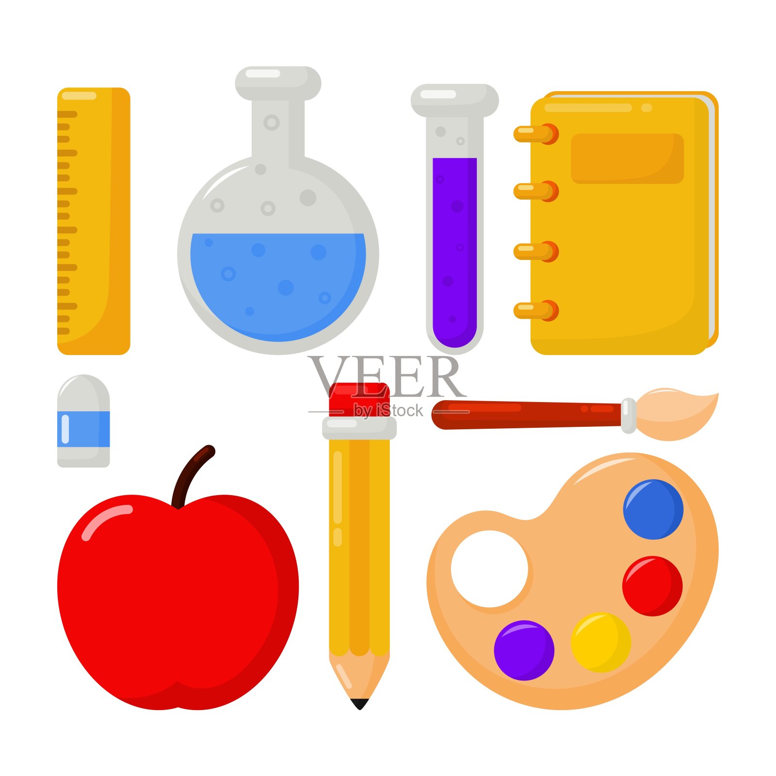 教育项目被隔离在白色背景上。矢量插图。插画图片素材