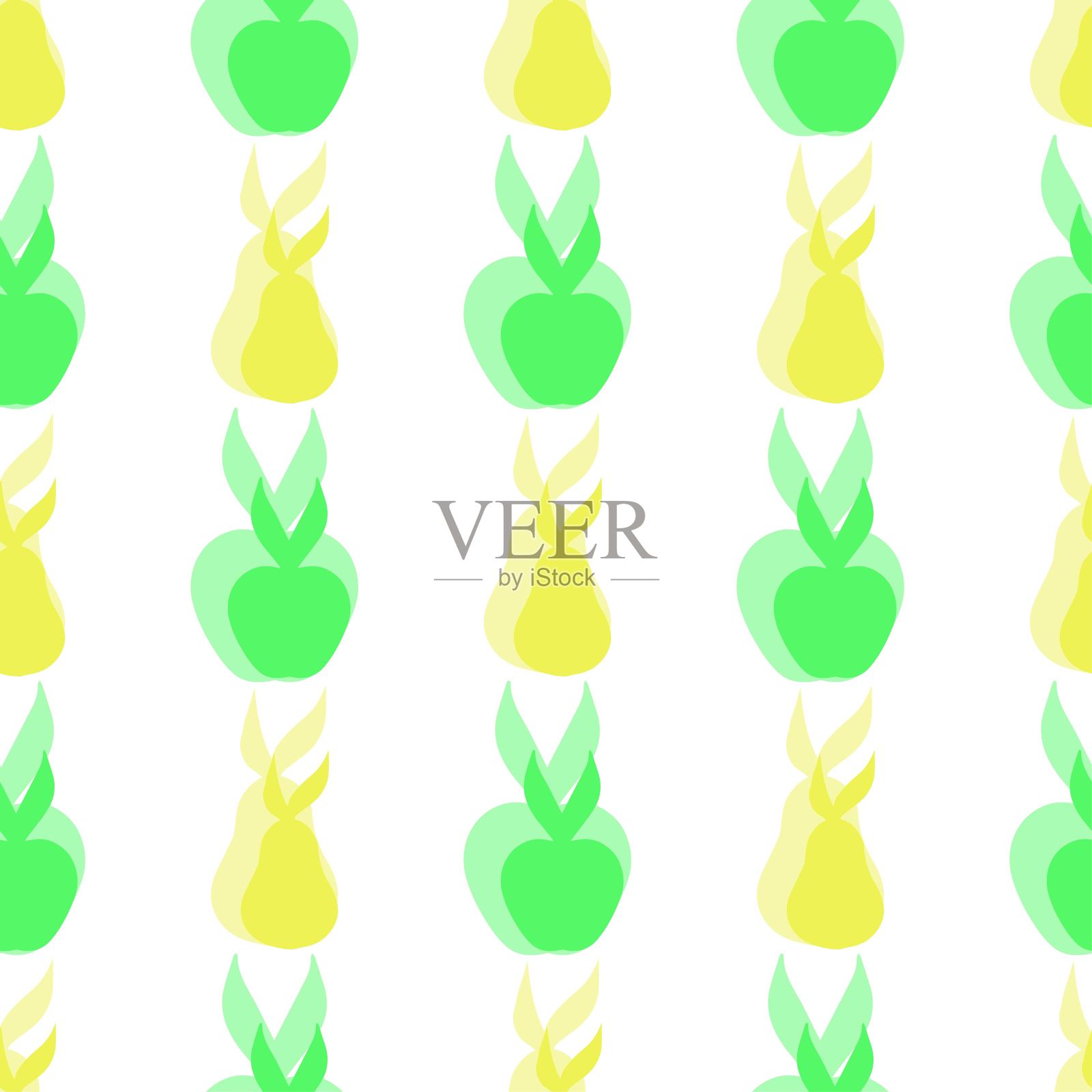 简单的颜色水果图案上的白色背景。矢量插图。打印。插画图片素材