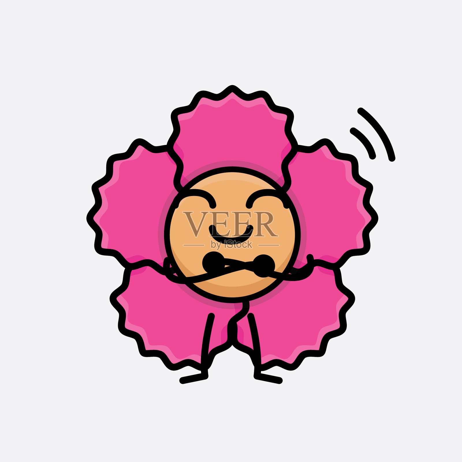 花的性格与可爱的脸简单的手和插画图片素材