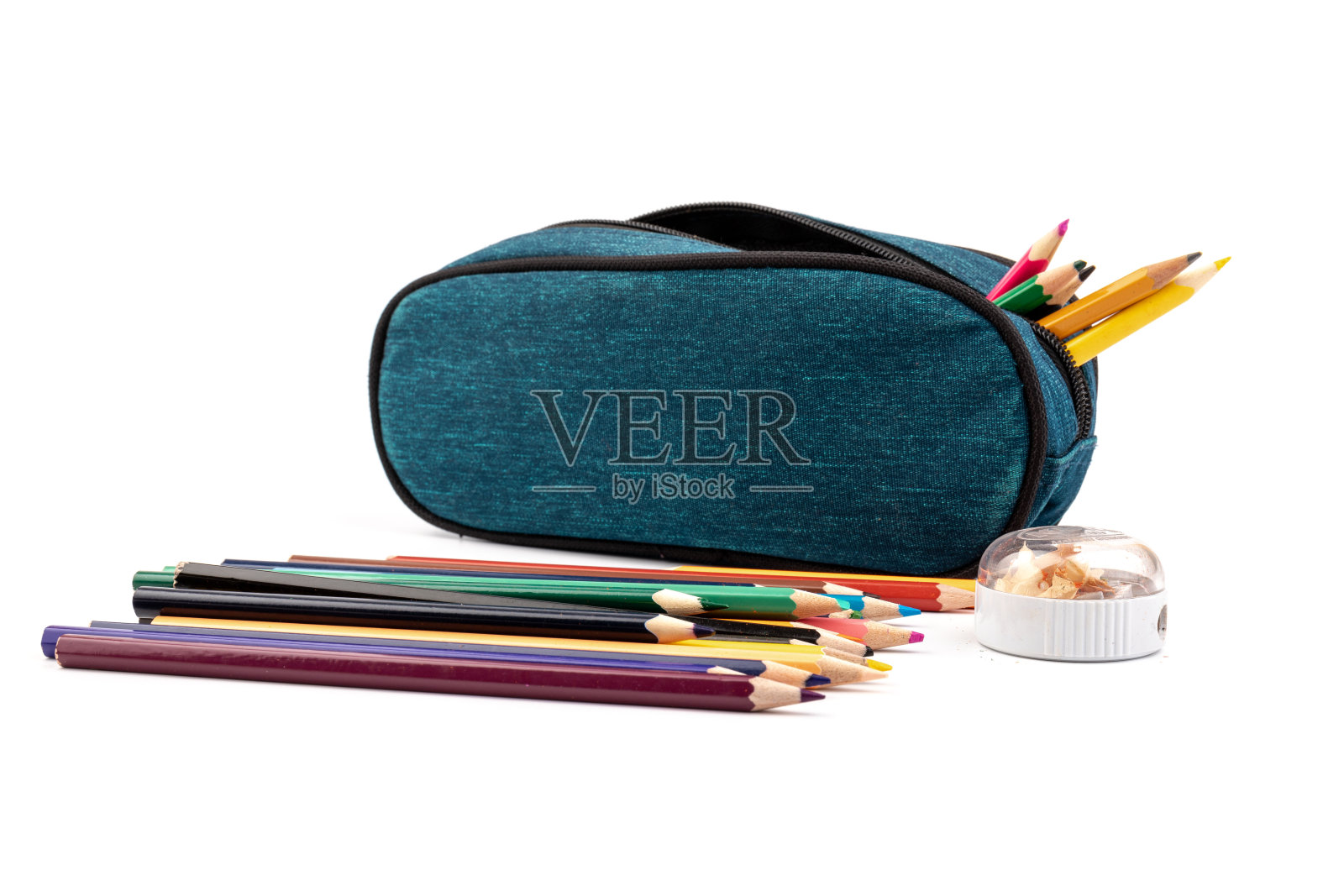 铅笔以防孤立在白色背景上。照片摄影图片