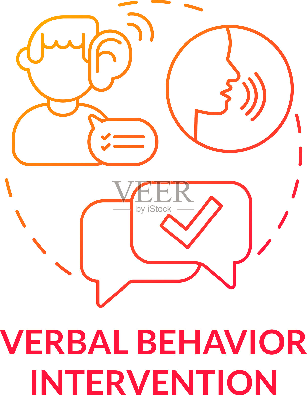 言语行为干预概念图标插画图片素材