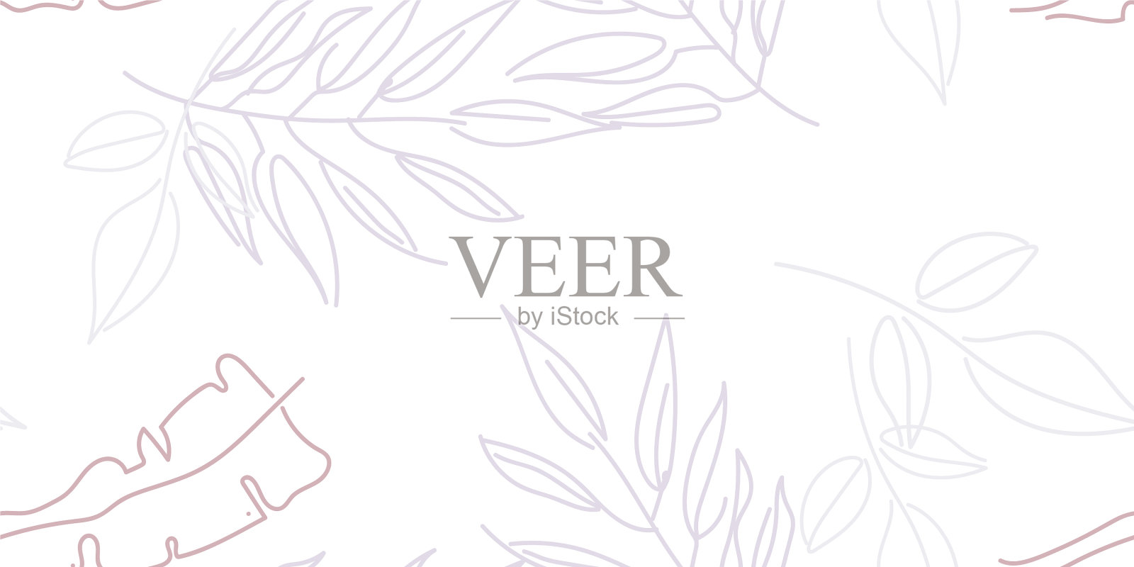 热带叶现代打印粉彩一线画插画图片素材