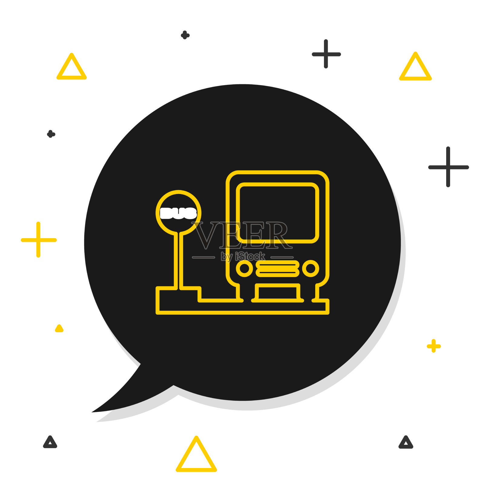 线路巴士站图标隔离在白色背景插画图片素材