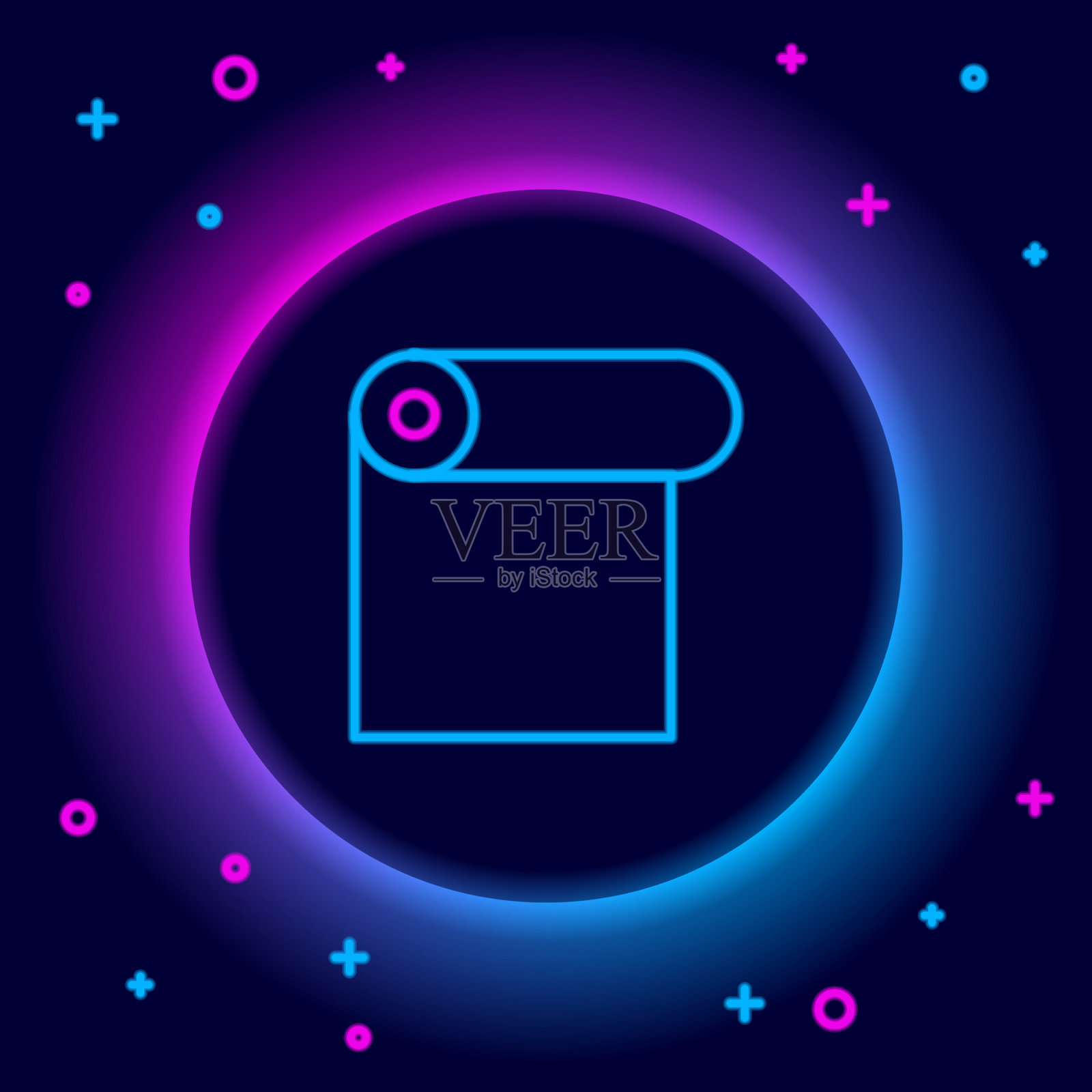 发光的霓虹灯线卷纸图标隔离上插画图片素材