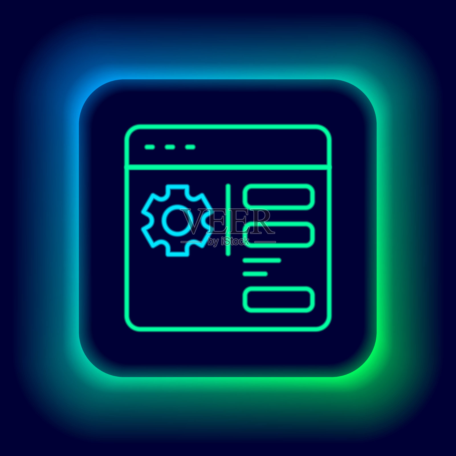 发光的霓虹灯线浏览器设置图标隔离插画图片素材