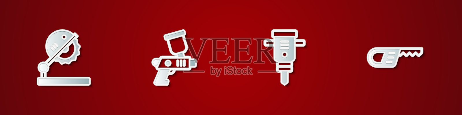 木工喷漆枪台锯插画图片素材