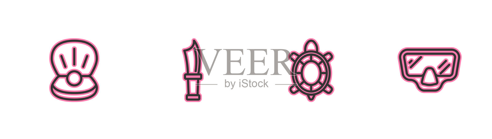 集线珍珠龟潜水刀和面具图标图标素材