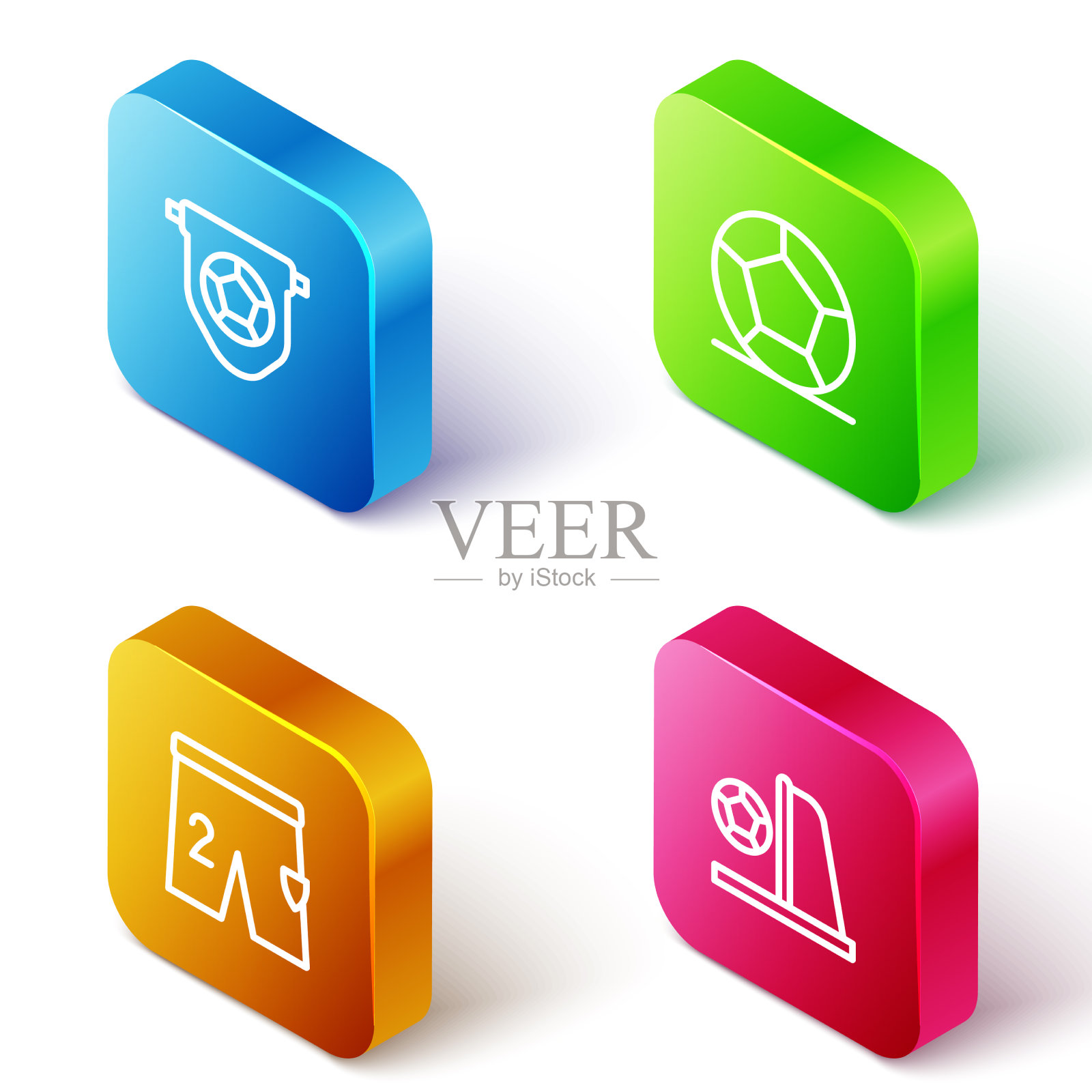 设置等距线足球旗帜旗帜足球图标素材