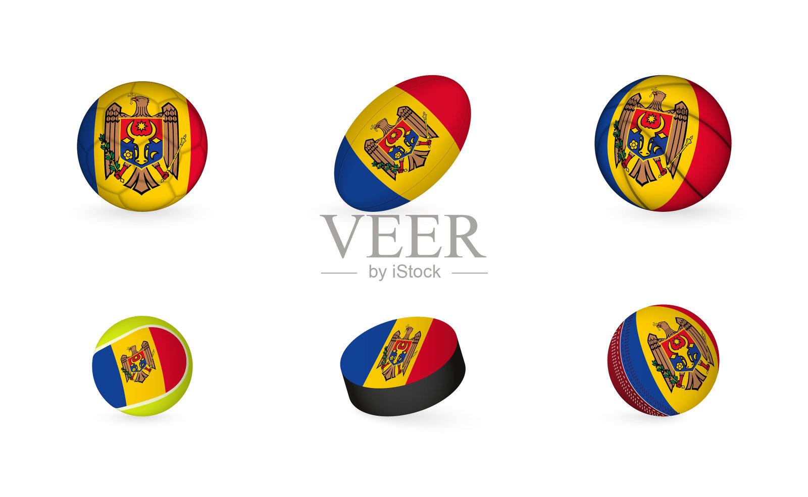 运动器材与国旗摩尔多瓦运动图标插画图片素材