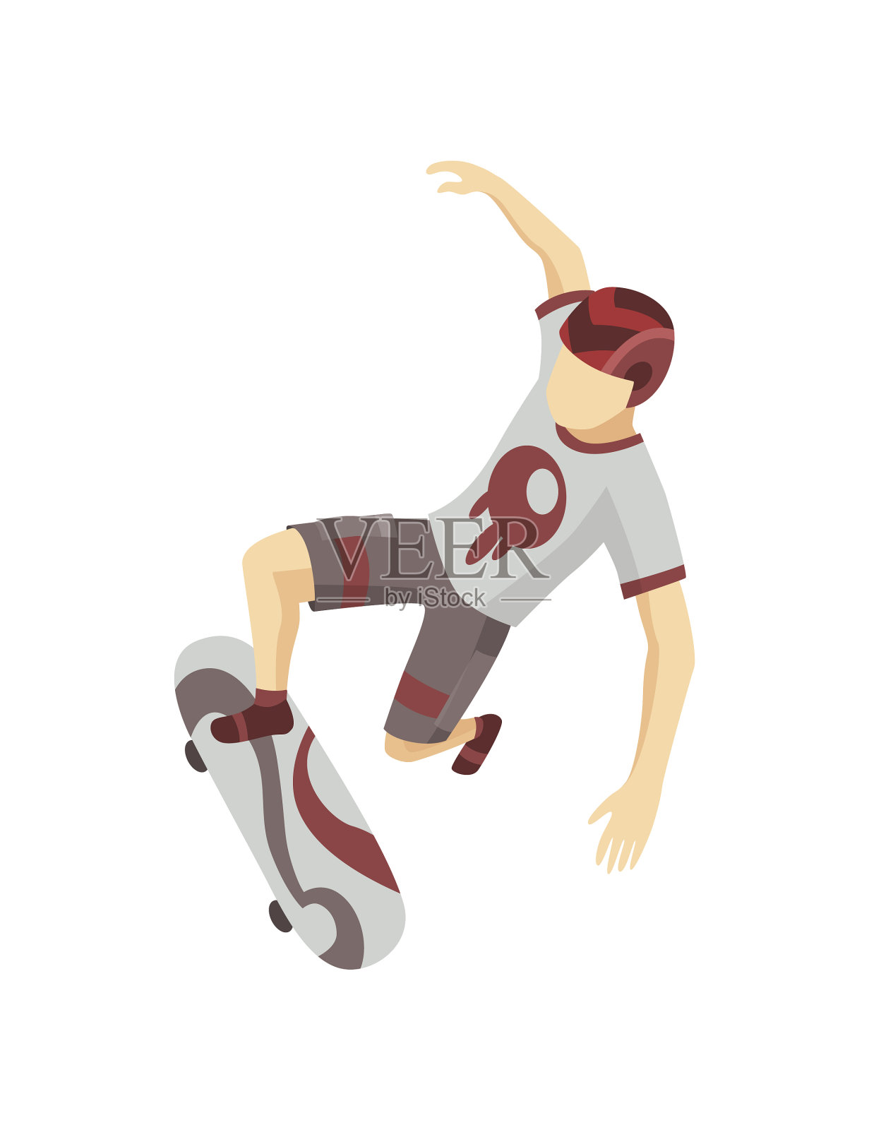 游客等距滑板公园年轻男子跳跃设计元素图片