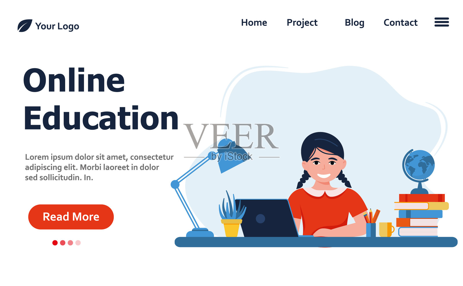 在线教育登陆页面banner或登陆插画图片素材