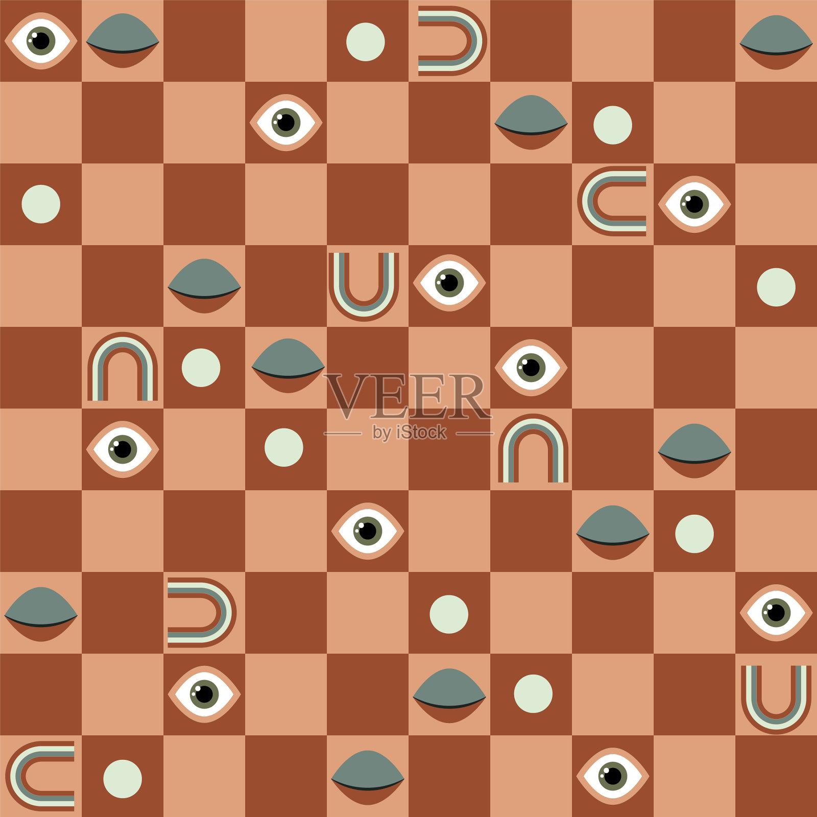 几何抽象图案与眼睛插画图片素材