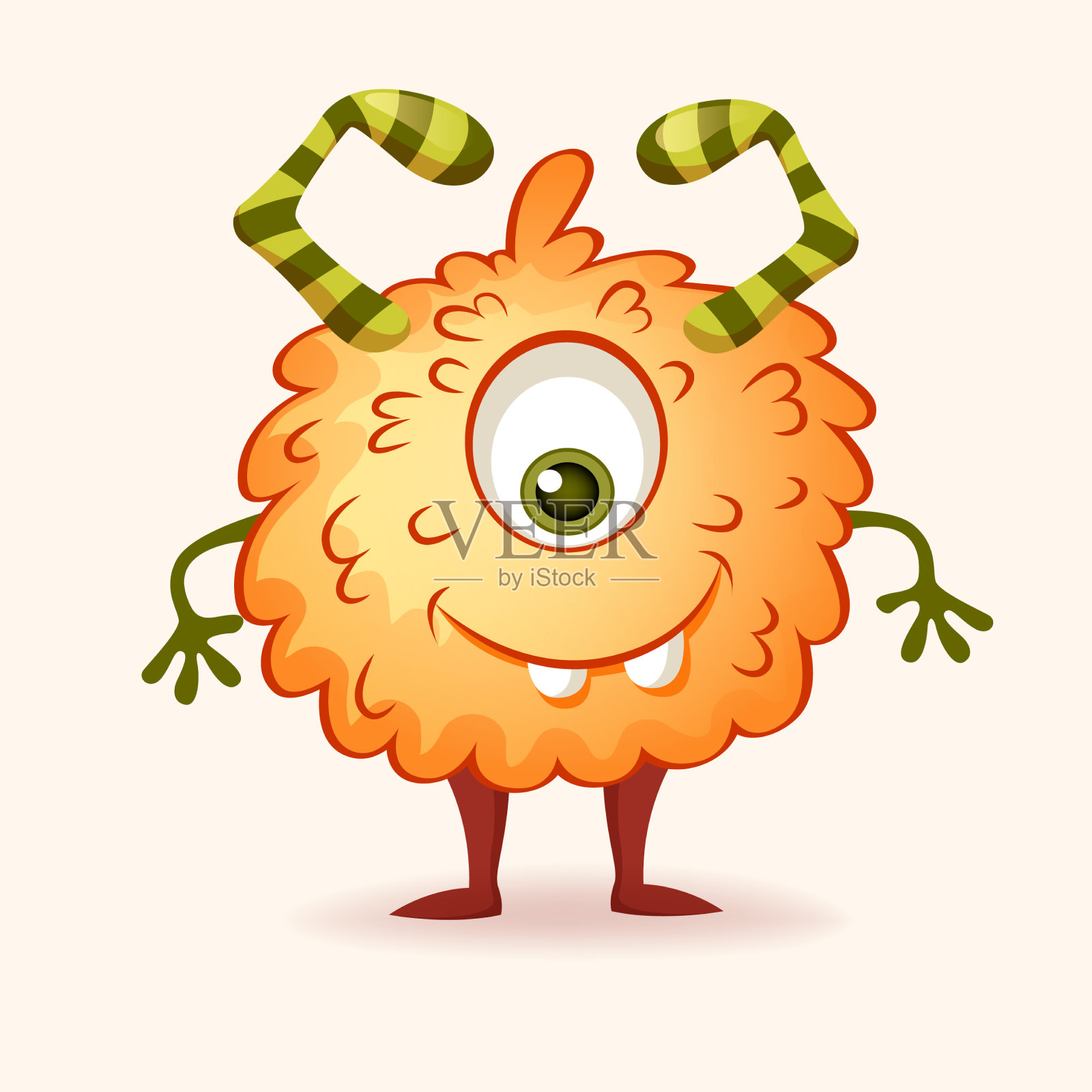 可爱的卡通橙色怪物插画图片素材