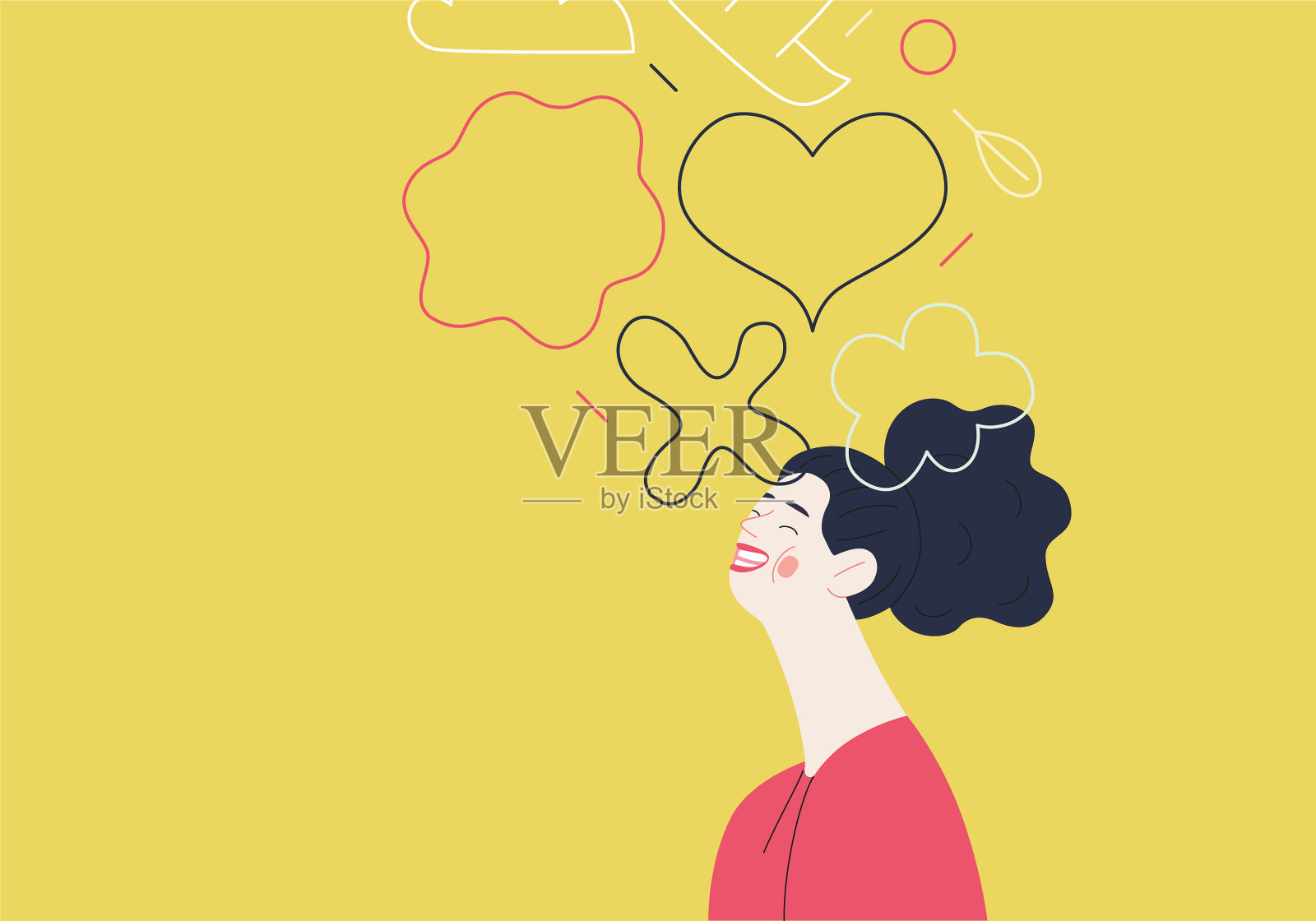 幸福——幸福微笑的人画像插画图片素材