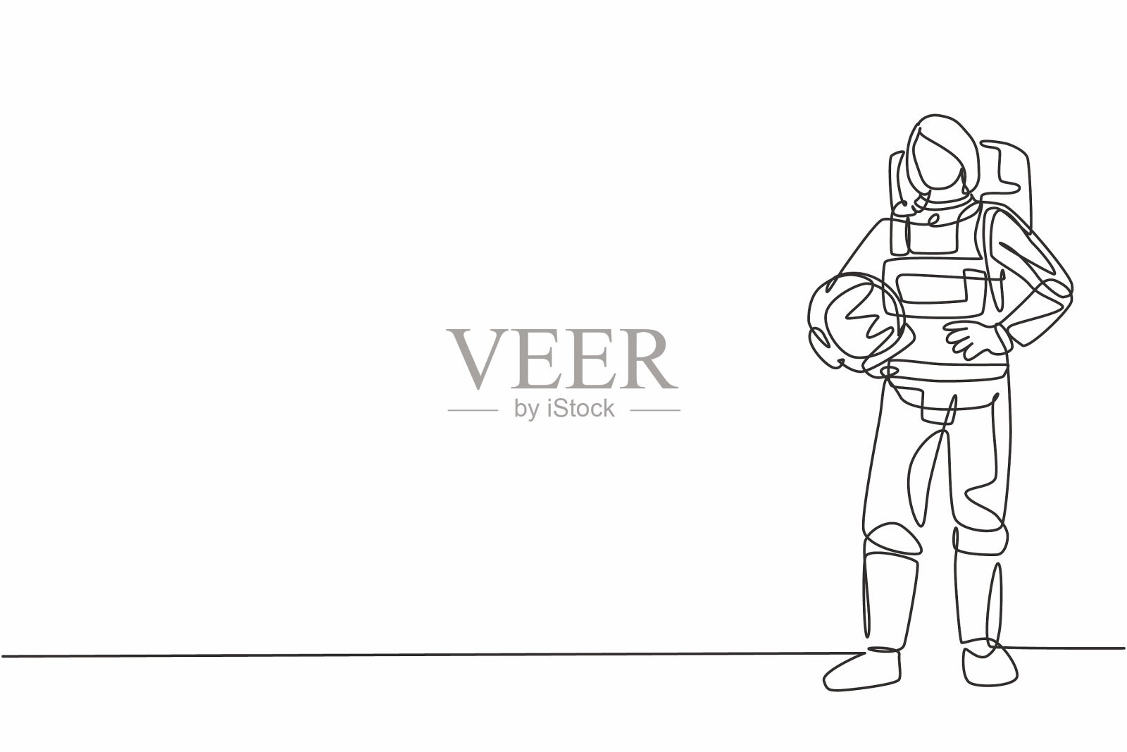 单线连续画年轻女性插画图片素材