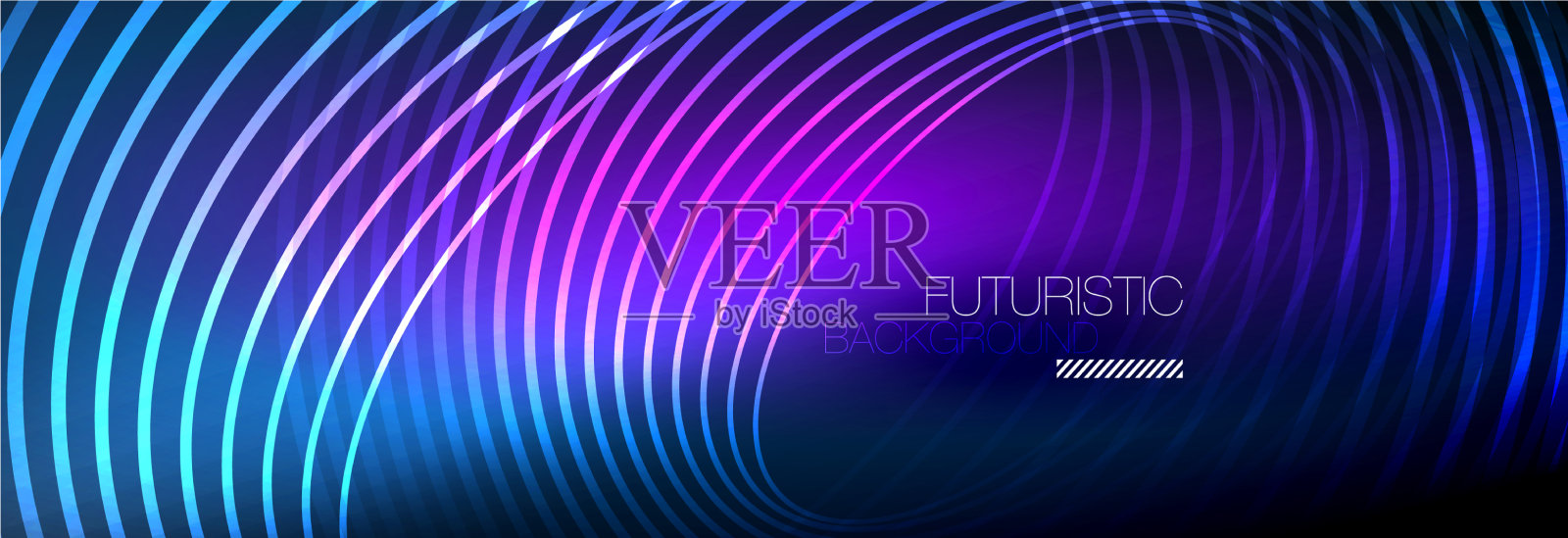 暗抽象背景与发光的霓虹灯圈插画图片素材