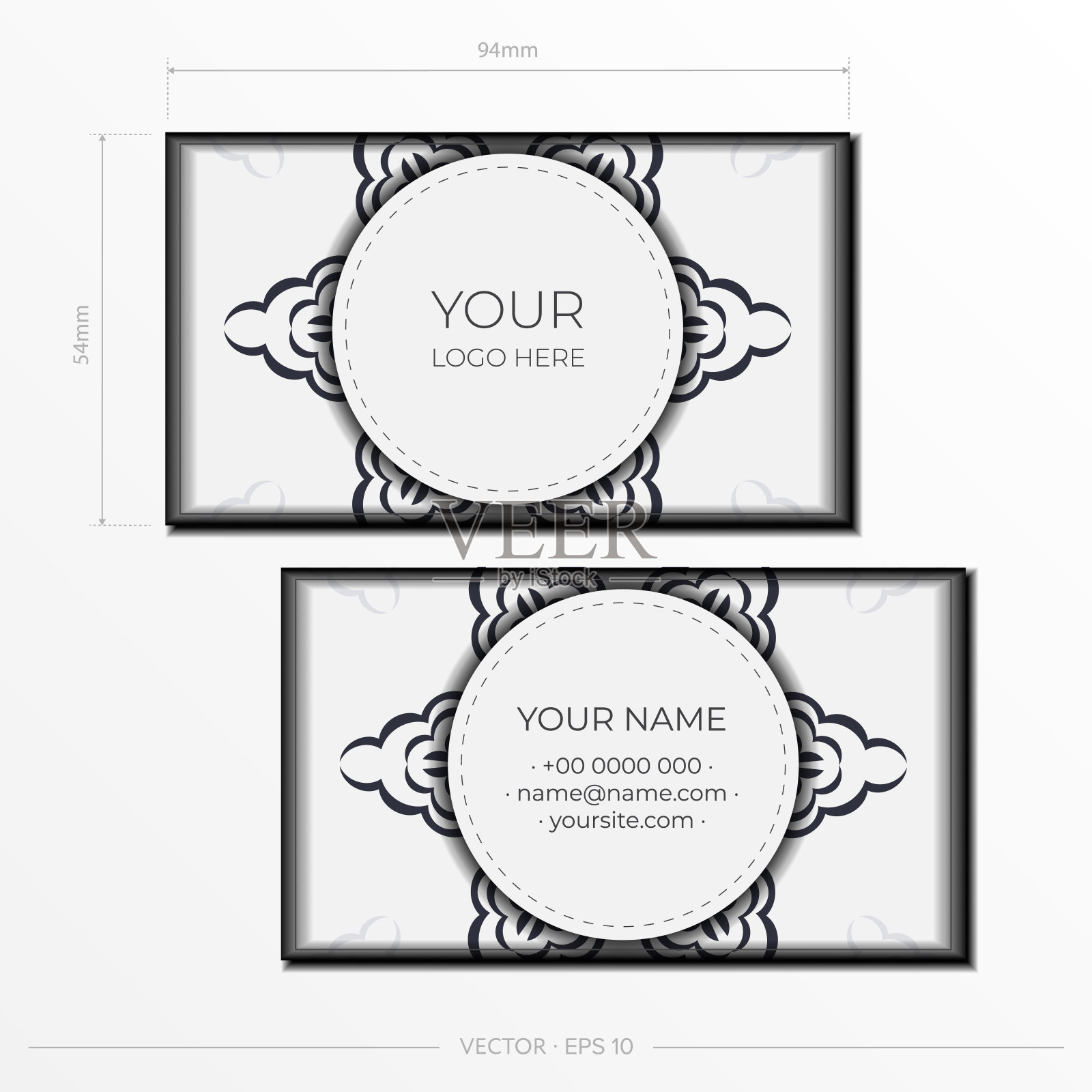 带有露珠装饰的邀请卡模板。时尚的矢量设计明信片在白色与字母组合插画图片素材