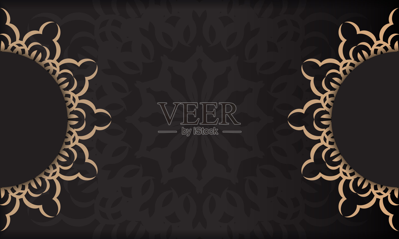 邀请卡设计与豪华装饰。黑色背景与希腊古典装饰和地方为您的文本。插画图片素材