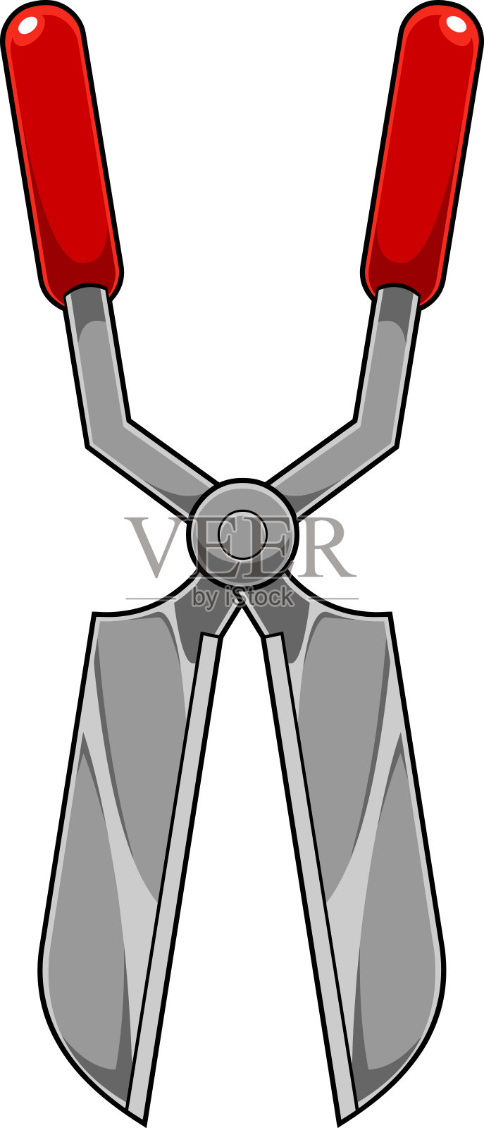 卡通红花园剪枝插画图片素材