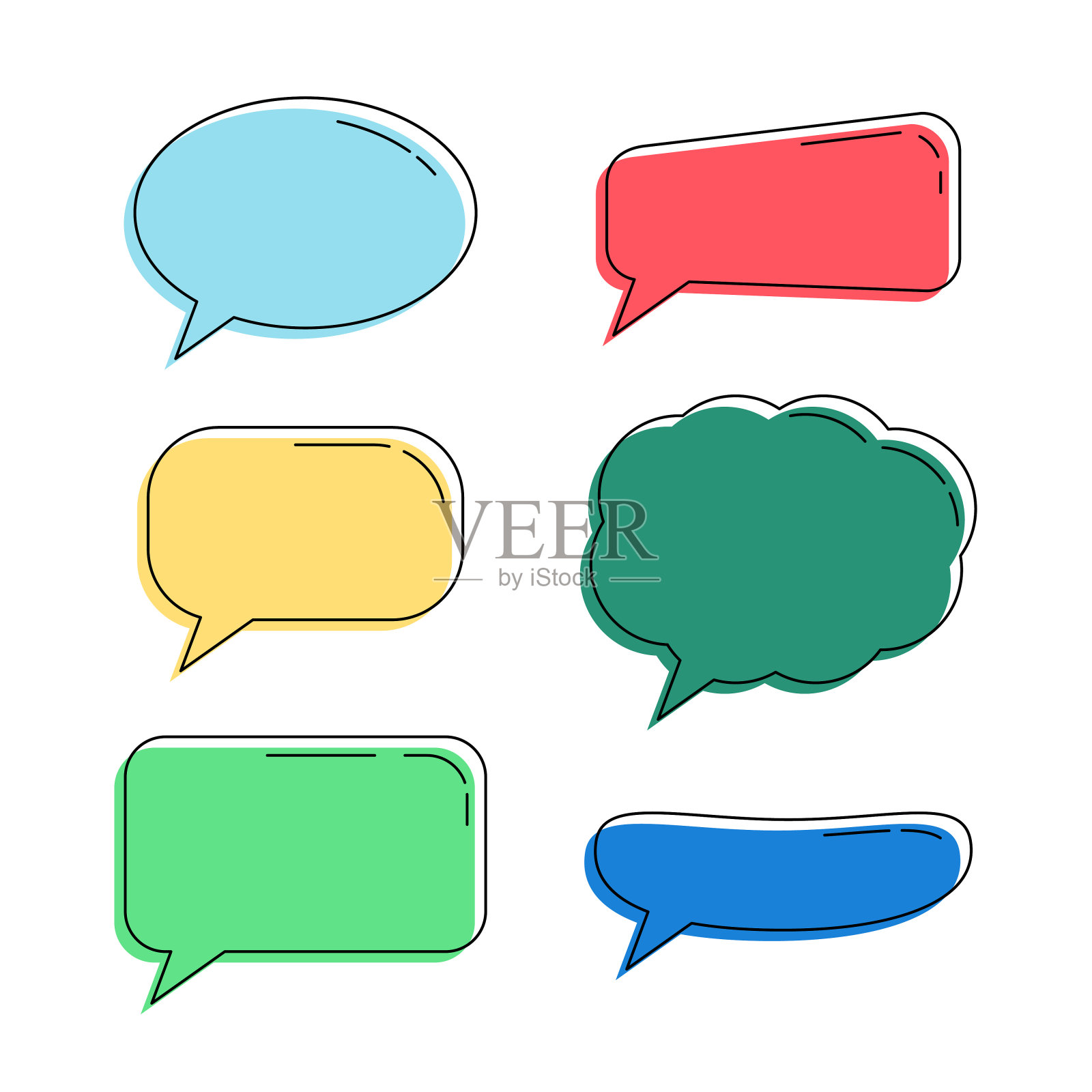 文本的矢量气泡变化。孤立的泡沫贴纸。插画图片素材