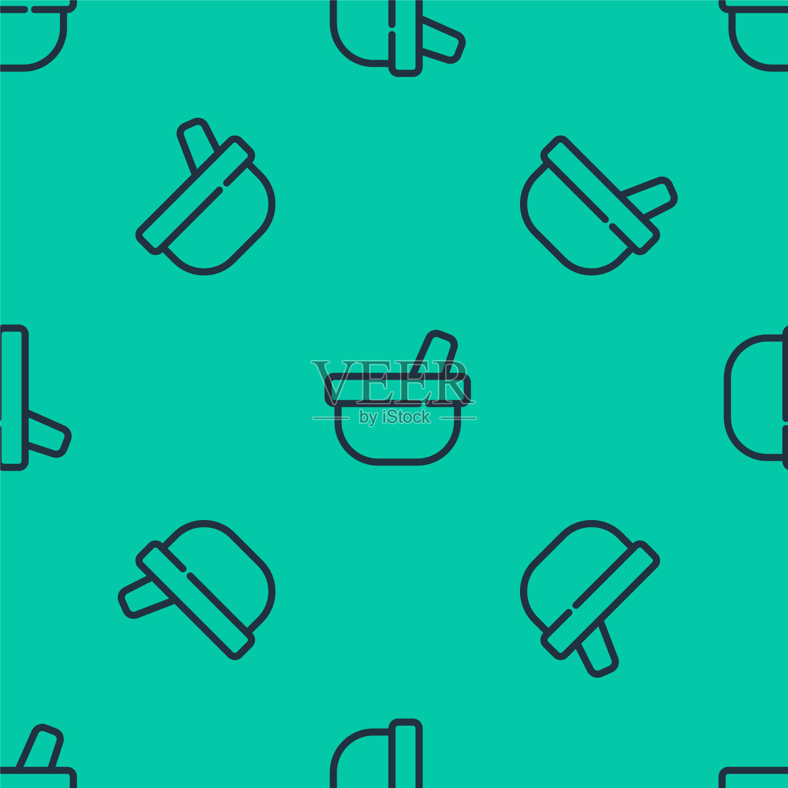 蓝线砂浆和杵图标隔离无缝插画图片素材