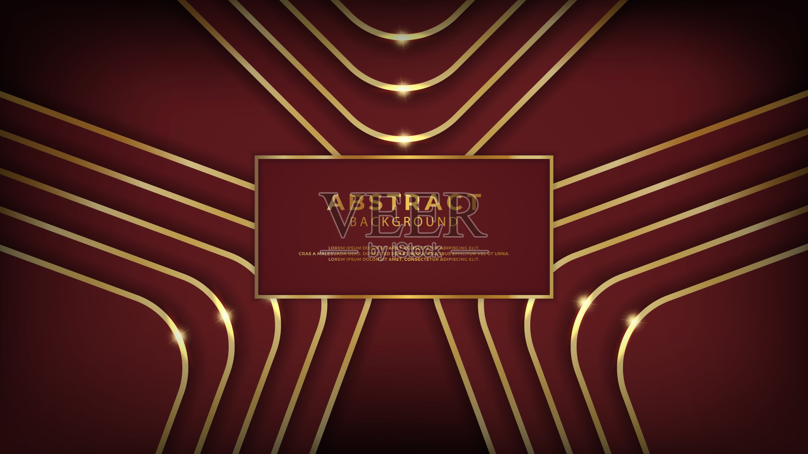 现代红色剪纸背景与金色线条重叠层装饰。可以用于登陆页，书封面，小册子，传单，杂志，任何品牌，横幅，标题，演示文稿，和墙纸背景插画图片素材