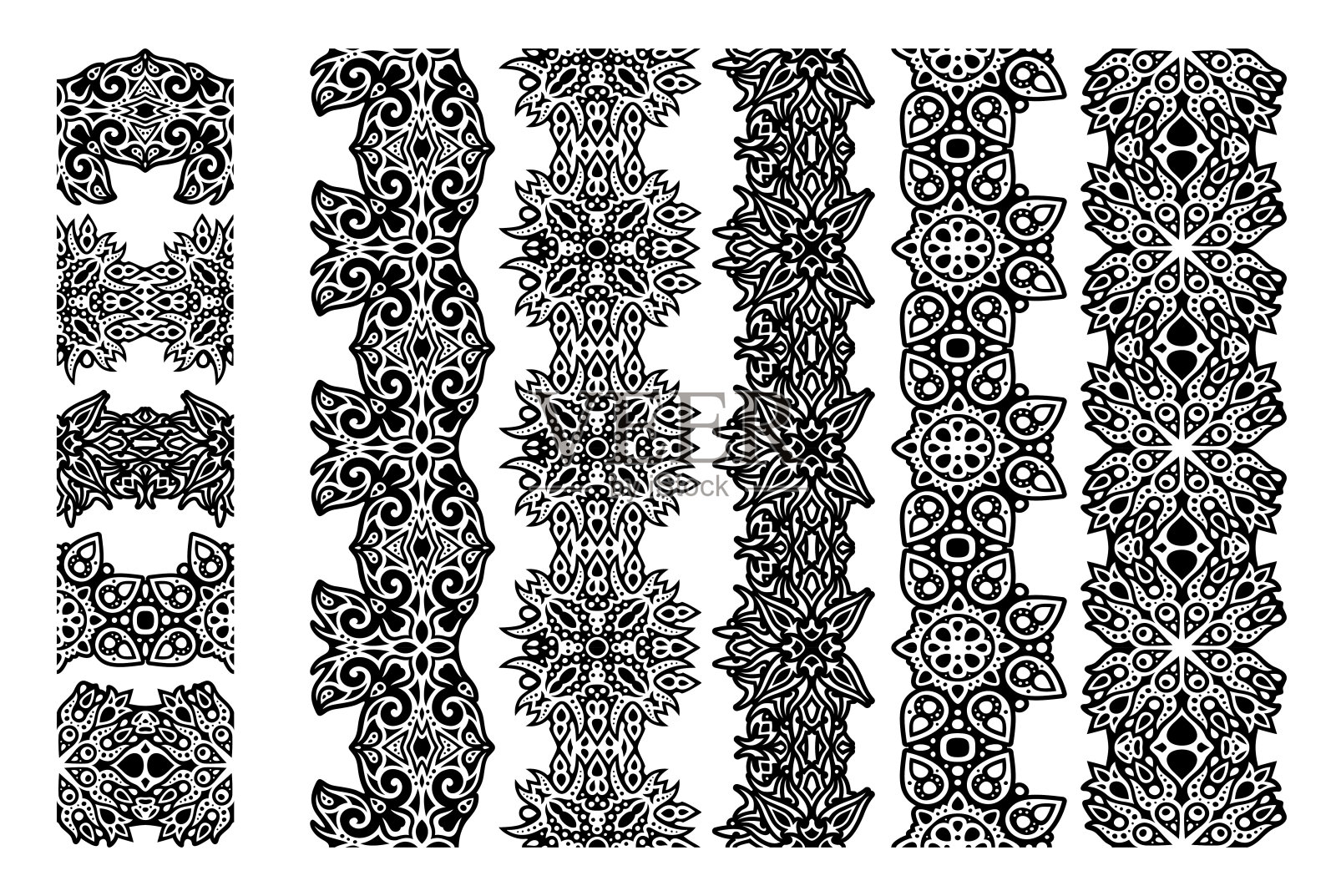 矢量艺术与黑色部落画笔设置插画图片素材