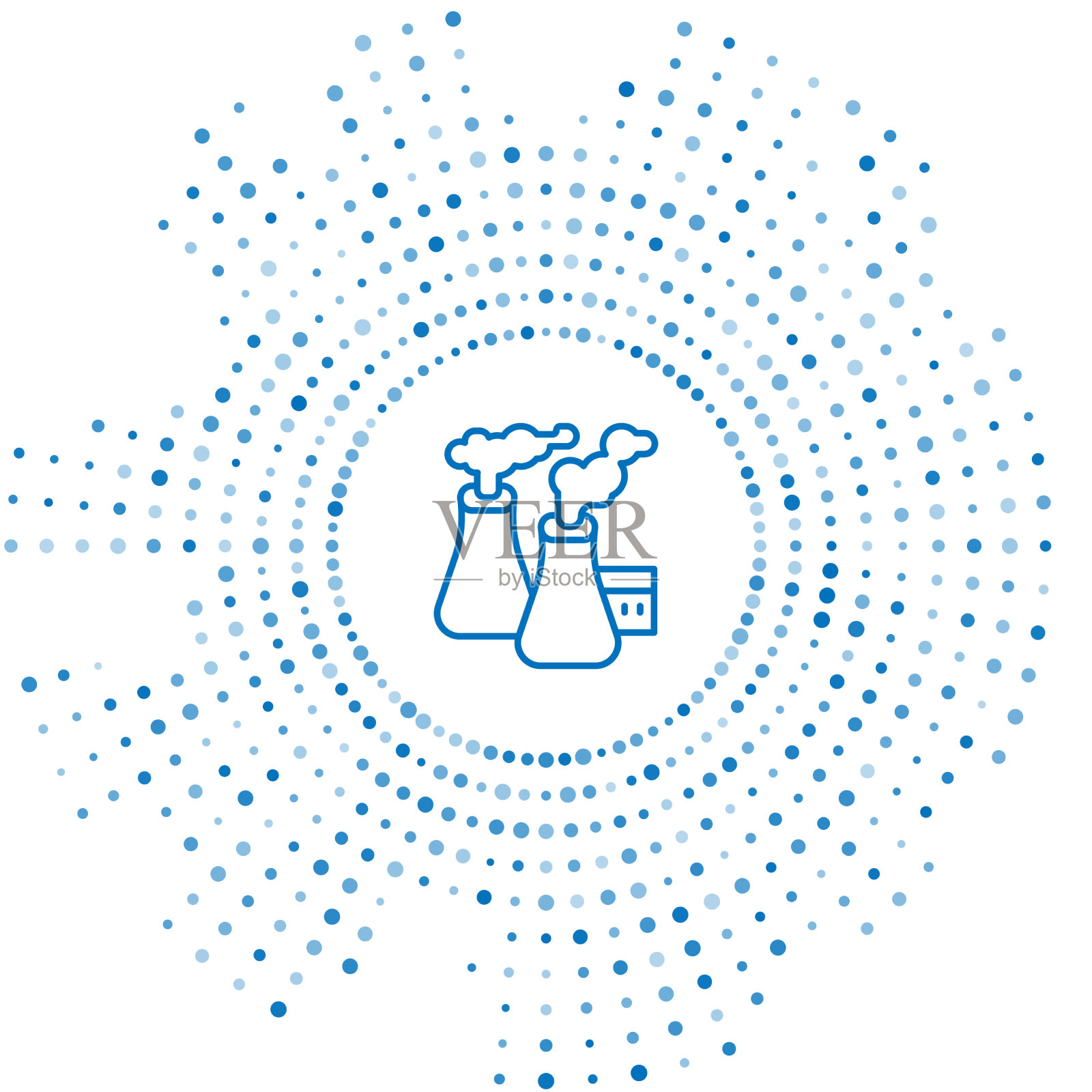 蓝线烟雾从工厂图标隔离插画图片素材